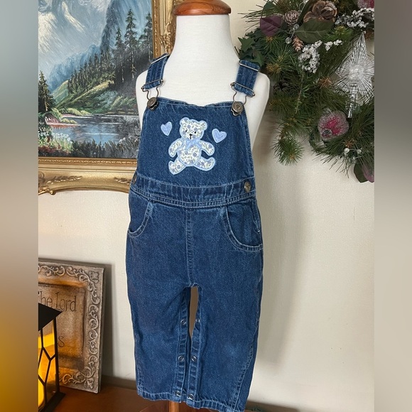 💙 Vintage Denim Teddy Bear
appliqué Overalls - Picture 1 of 6